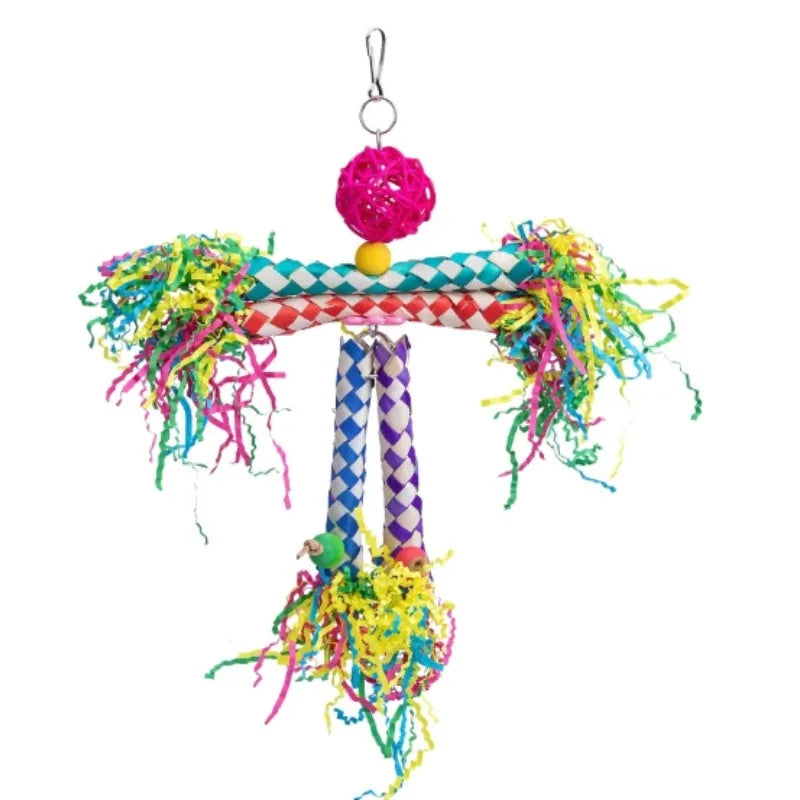 1PC Parrot Toy Biting Toy Drawing Toy Finger Set Sichuan Pepper Wood Paper Silk Weaving Tube Toy Set