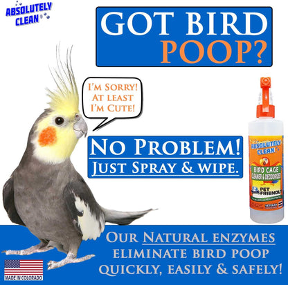 Amazing Bird Cage Cleaner and Deodorizer - Just Spray/Wipe - Safely & Easily Removes Bird Messes Quickly and Easily - Made in the US - Fragrance Free - 16Oz (Pack of 2)