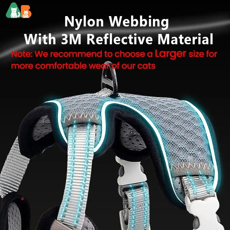Cat Harness and Leash for Walking, Small Cat Harness Escape Proof Cat Harness Large, Adjustable Cat Harness Reflective