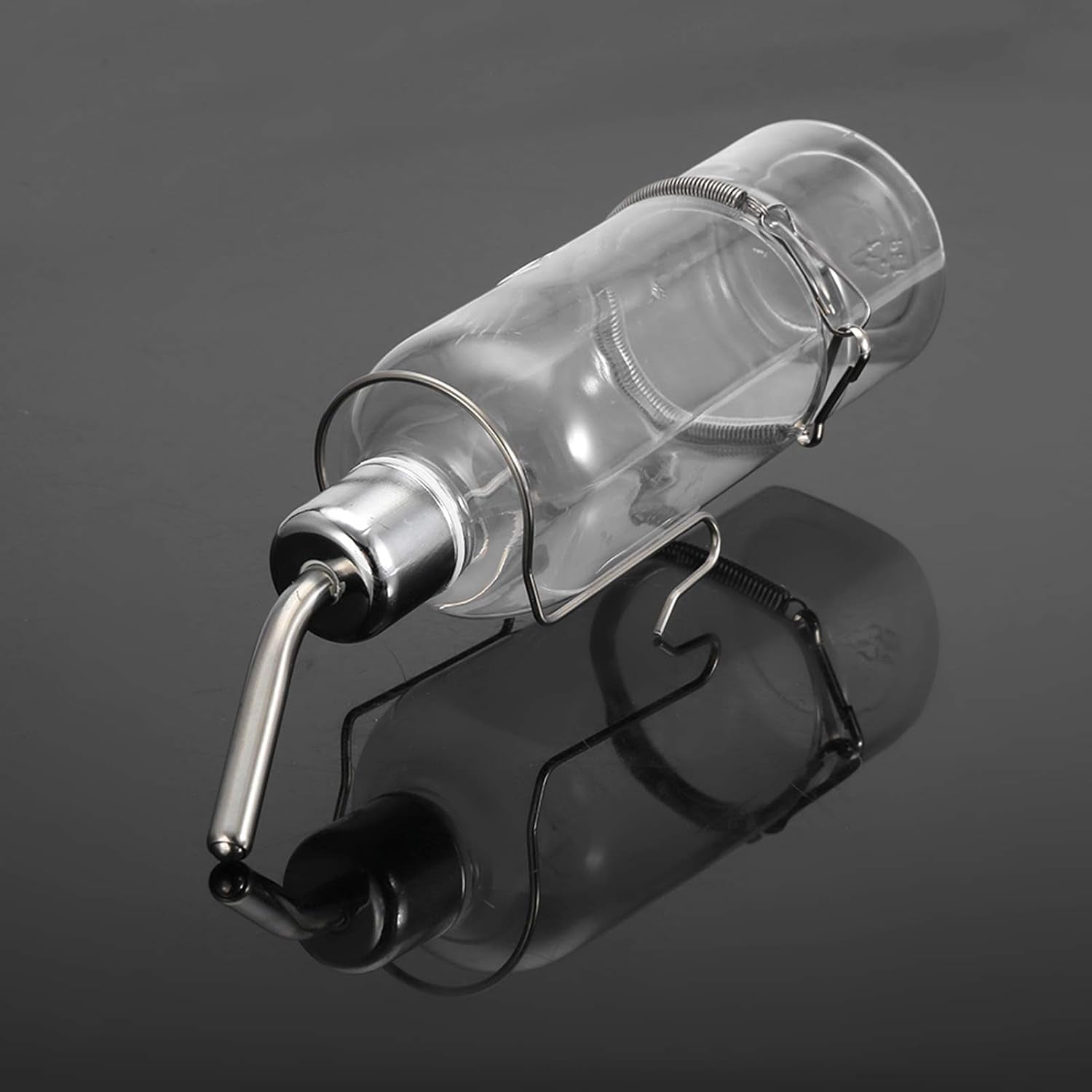 Automatic Pet Water Dispenser for Birds and Hamsters Stainless Steel Ball Nipple Drinker 180Ml Transparent Small Animal Waterer