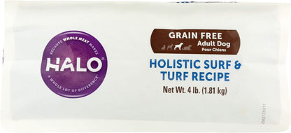 Adult Dry Dog Food, Grain Free, Surf & Turf 4-Pound Bag