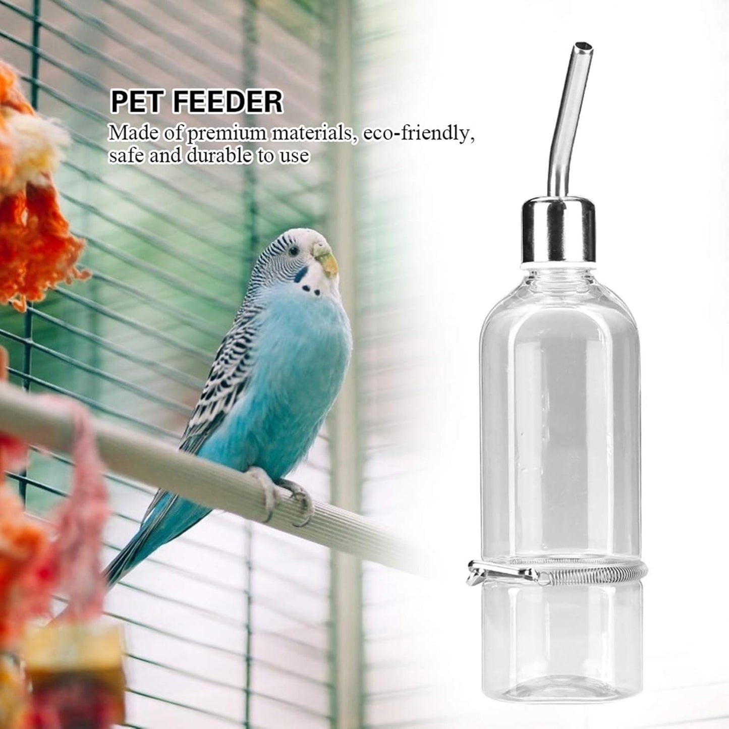 Automatic Pet Water Dispenser for Birds and Hamsters Stainless Steel Ball Nipple Drinker 180Ml Transparent Small Animal Waterer