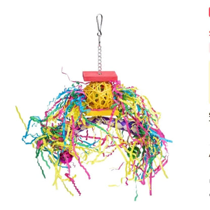 1PC Parrot Toy Biting Toy Drawing Toy Finger Set Sichuan Pepper Wood Paper Silk Weaving Tube Toy Set