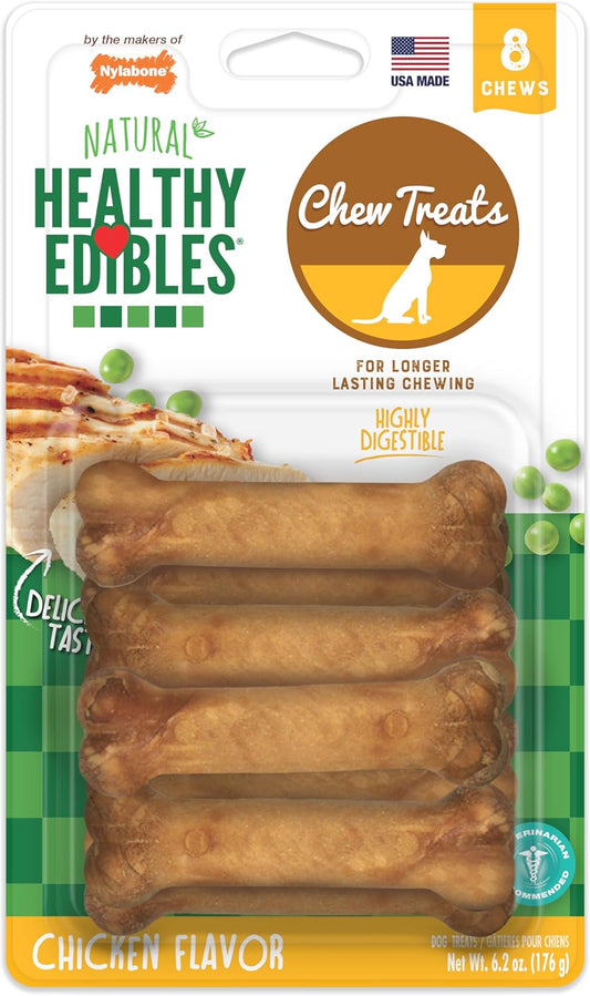 Healthy Edibles Natural Dog Chews Long Lasting Chicken Flavor Treats for Dogs, X-Small/Petite (8 Count)