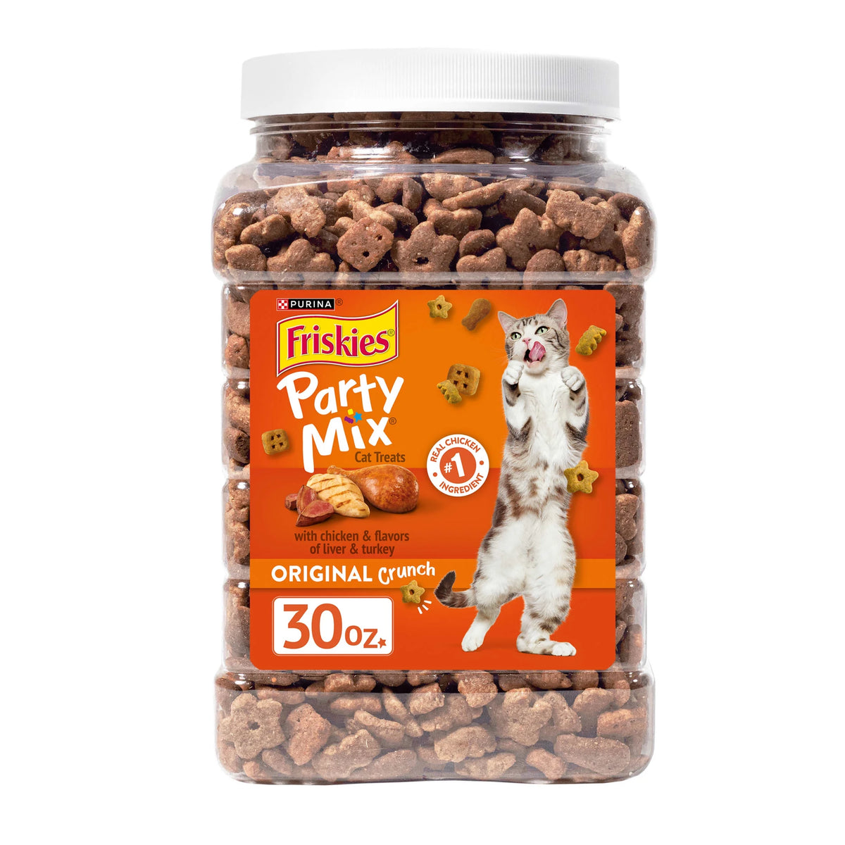 (2 Pack) Purina  Party Mix Cat Treats, Original Crunch Snacks, 30 Oz. Canister