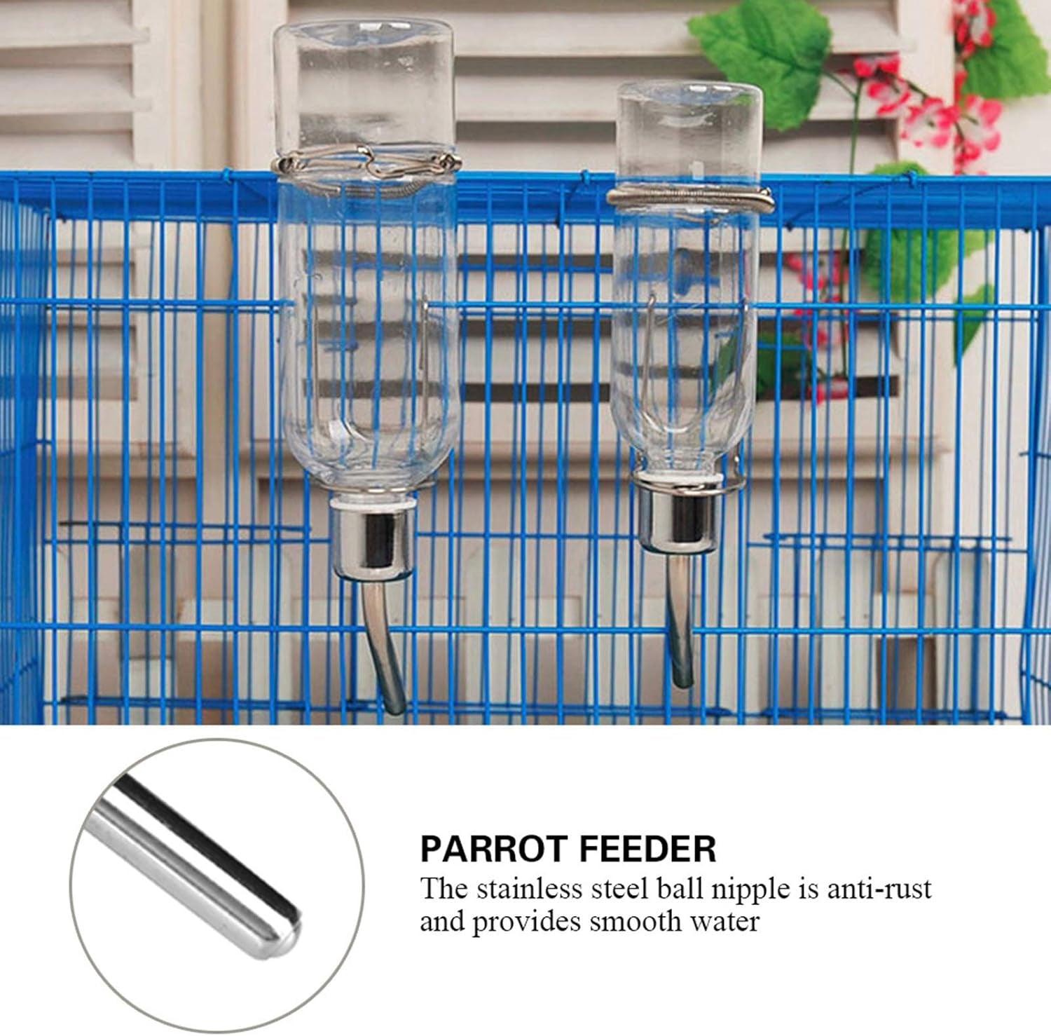 Automatic Pet Water Dispenser for Birds and Hamsters Stainless Steel Ball Nipple Drinker 180Ml Transparent Small Animal Waterer