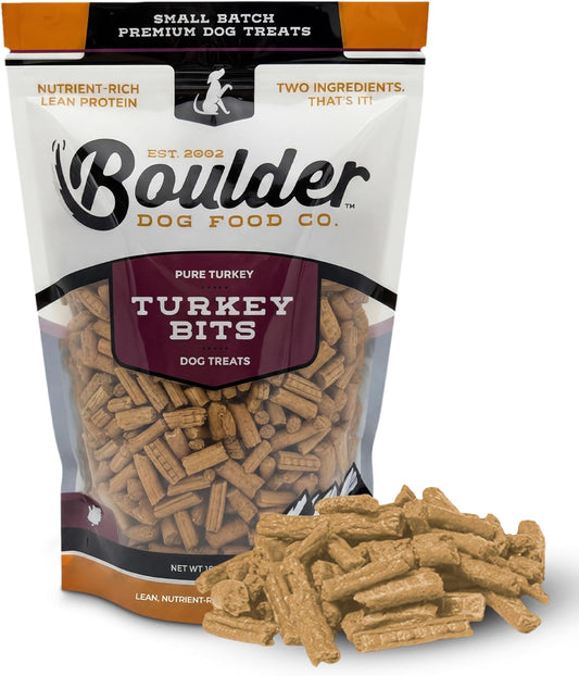 Turkey Bits Grain Free High Protein Dog Treats for Small to Large Breed - Low Calorie for Training - High Value, Human Grade Meat, Healthy Dog Treats for Small, Medium & Large Dogs (8Oz)