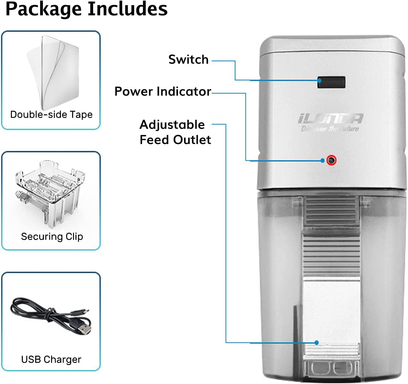 Automatic Fish Feeder Aquarium Fish Food Dispenser Tank Feeder Holiday Wifi Controlled Remote Intelligent Timer Fish Feeder Large Capacity for 165Ml-175Ml