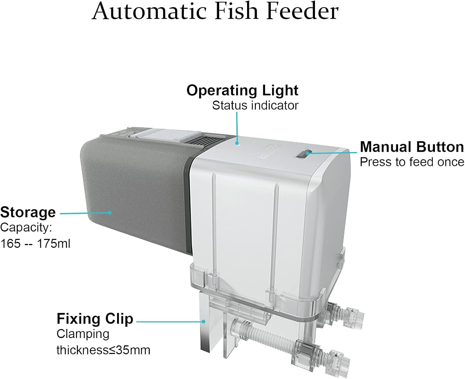 Automatic Fish Feeder Aquarium Fish Food Dispenser Tank Feeder Holiday Wifi Controlled Remote Intelligent Timer Fish Feeder Large Capacity for 165Ml-175Ml