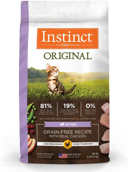 Original Kitten Dry Cat Food, Raw Coated Kibble, High Protein, Grain Free Recipe - Real Chicken, 4.5 Lb. Bag