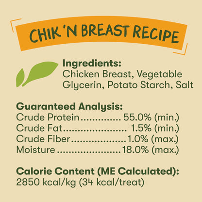 Chik 'N Breast Jerky Treats - Naturally Delicious Chicken Dog Treats, 2 Pound