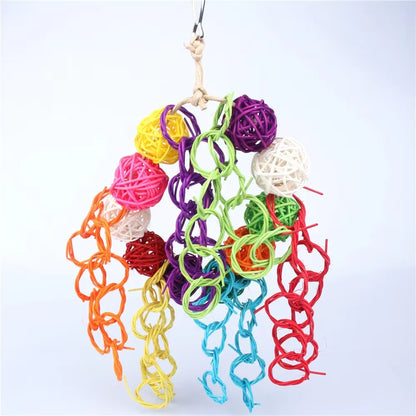 1PC Parrot Toy Biting Toy Drawing Toy Finger Set Sichuan Pepper Wood Paper Silk Weaving Tube Toy Set