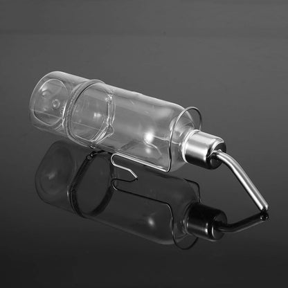 Automatic Pet Water Dispenser for Birds and Hamsters Stainless Steel Ball Nipple Drinker 180Ml Transparent Small Animal Waterer