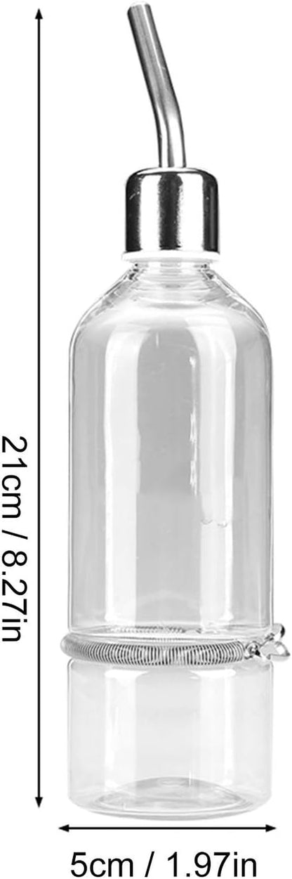 Automatic Pet Water Dispenser for Birds and Hamsters Stainless Steel Ball Nipple Drinker 180Ml Transparent Small Animal Waterer