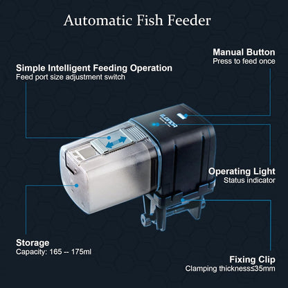 Automatic Fish Feeder Aquarium Fish Food Dispenser Tank Feeder Holiday Wifi Controlled Remote Intelligent Timer Fish Feeder Large Capacity for 165Ml-175Ml