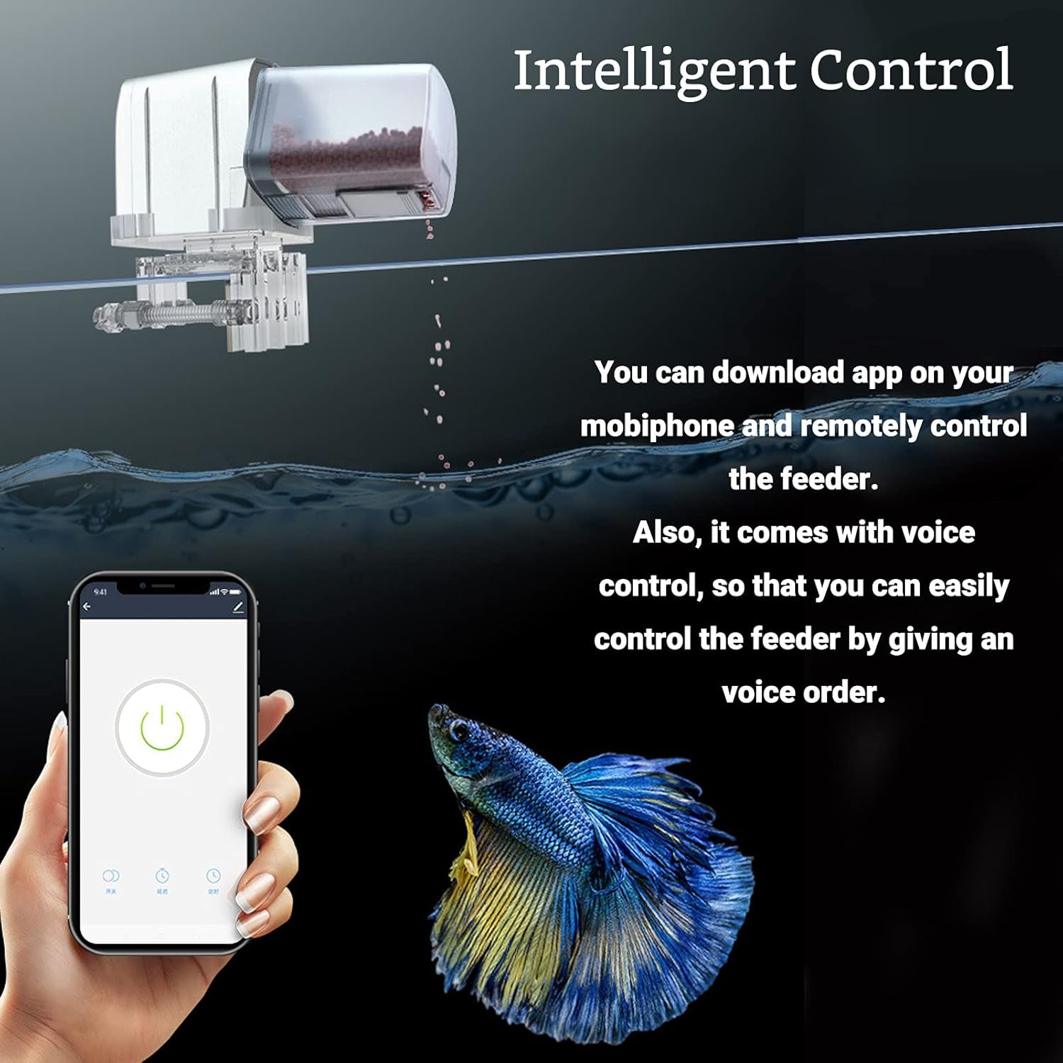 Automatic Fish Feeder Aquarium Fish Food Dispenser Tank Feeder Holiday Wifi Controlled Remote Intelligent Timer Fish Feeder Large Capacity for 165Ml-175Ml