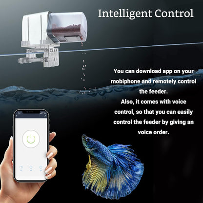 Automatic Fish Feeder Aquarium Fish Food Dispenser Tank Feeder Holiday Wifi Controlled Remote Intelligent Timer Fish Feeder Large Capacity for 165Ml-175Ml